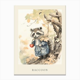 Beatrix Potter Inspired  Animal Watercolour Raccoon 4 Canvas Print