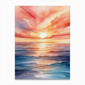 Sunset Watercolor Painting Canvas Print