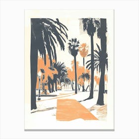 City Park Retro Lithograph 1 Canvas Print