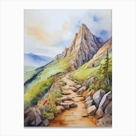 Watercolor Of A Mountain Path Canvas Print