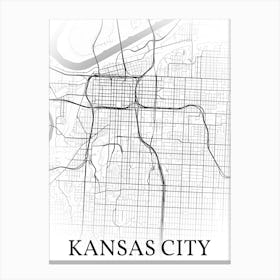 Kansas City, Missouri, United States, City Map, Black And White Fade Design 1 Leinwandbild