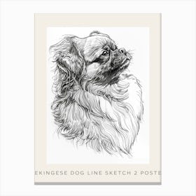 Pekingese Dog Line Sketch 2 Poster Canvas Print