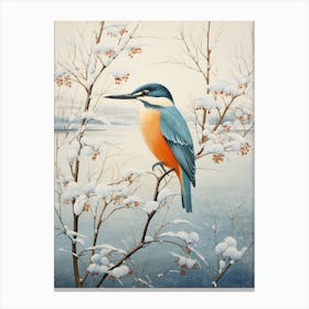 Winter Bird Painting Kingfisher 2 Canvas Print