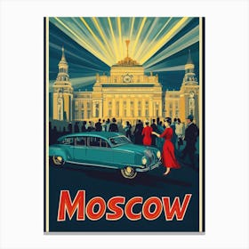 Aihrgdesign A Retro Travel Poster For Moscow 2 Canvas Print