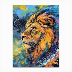 Asiatic Lion Facing A Storm Fauvist Painting 3 Canvas Print