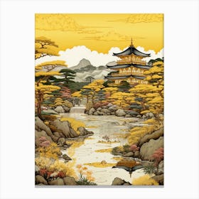 Kinkaku Ji (Golden Pavilion) In Kyoto, Ukiyo E Drawing 1 Canvas Print