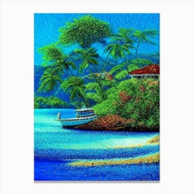 Roatan Island Honduras Pointillism Style Tropical Destination Canvas Print