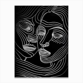 Simplicity Black And White Lines Woman Abstract 3 Canvas Print