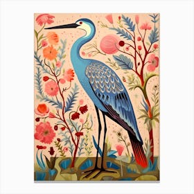 Pink Scandi Great Blue Heron 2 Canvas Print