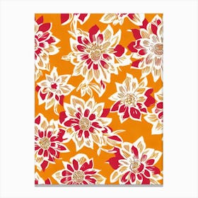 Passion Flower Floral Print Retro Pattern Flower Canvas Print