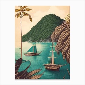 Mergui Archipelago Myanmar Vintage Sketch Tropical Destination Canvas Print