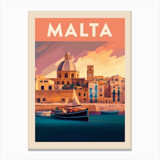 Malta Vintage Travel Poster Canvas Print