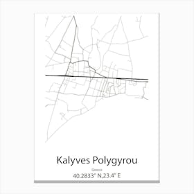 Kalyves Polygyrou,Greece Minimalist Map Canvas Print