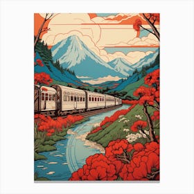 Oirase Stream, Japan Vintage Travel Art 2 Canvas Print