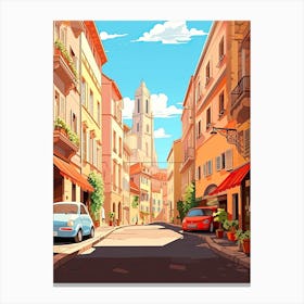 Nice, France, Flat Illustration 3 Canvas Print
