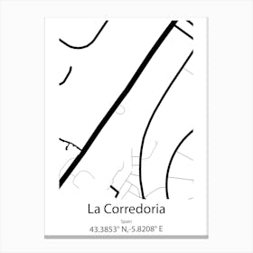 La Corredoria,Spain Minimalist Map Stampe su tela