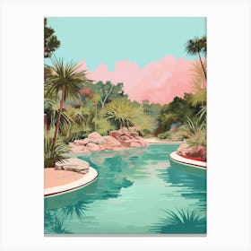 An Illustration In Pink Tones Of  Greens Pool Australia 3 Canvas Print