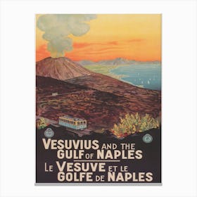 Vesuvius And The Gulf Of Naples Vintage Travel Poster Canvas Print