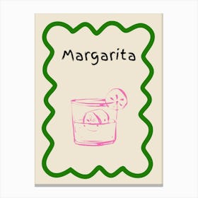 Margarita Doodle Poster Green & Pink Canvas Print