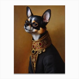 Chihuahua 2 Renaissance Portrait Oil Painting Canvas Print