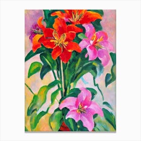 Inca Lily Floral Print Abstract Block Colour 1 Flower Canvas Print