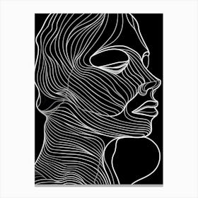 Black And White Abstract Women Faces In Line 1 Canvas Print