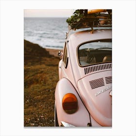 Pink Volkswagen Beetle Canvas Print