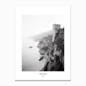 Poster Of Tropea, Italy, Black And White Photo 1 Canvas Print