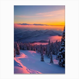 Shiga Kogen, Japan Sunrise Skiing Poster Canvas Print