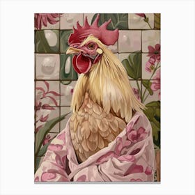 Chicken In A Robe Bathroom Print Tropical Jungle Home Decor Funny Canvas Print