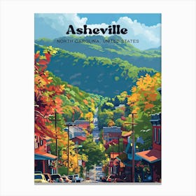 Asheville North Carolina Town Travel Art Canvas Print