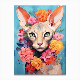 Sphynx Cat With A Flower Crown Painting Matisse Style 1 Canvas Print