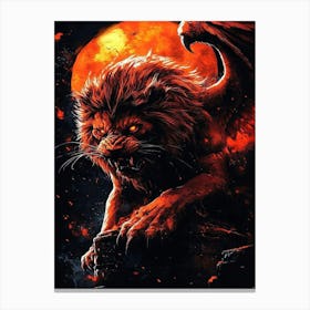 Lion In The Moonlight Canvas Print