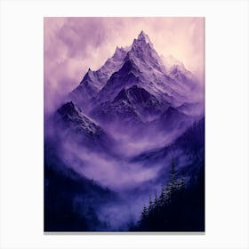 Purple Mountain Canvas Print, Monochrome, Charcoal Art Stampe su tela