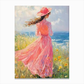 Girl In A Pink Dress 1 Canvas Print