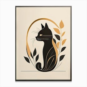 black cat mininalist portrait 8 Canvas Print