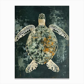Inverted Beige & Green Sea Turtle Canvas Print