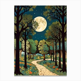 William Morris Full Moon In The Forest 10 Canvas Print