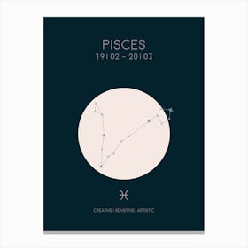 Pisces Star Sign In Dark Canvas Print