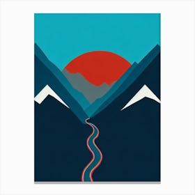 La Parva, Chile Modern Illustration Skiing Poster Canvas Print