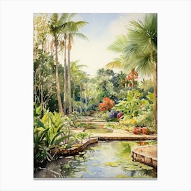 Nong Nooch Tropical Garden Watercolour 1 Canvas Print