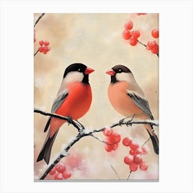 Two Birds On A Branch 1 Canvas Print