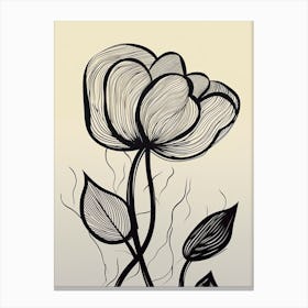 Line Art Tulips Flowers Illustration Neutral 19 Canvas Print
