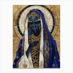 Golden Blue African Woman Canvas Print