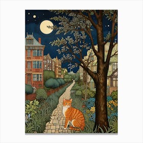 William Morris Cat At Night Canvas Print