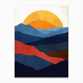 Sunset In The Mountains, Minimalism 6 Canvas Print