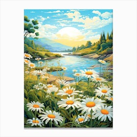 Daisy Wildflower At The River Bank (1) Canvas Print