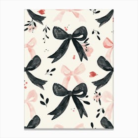 Pink And Black Bows 3 Pattern Canvas Print