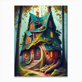Gnome House, Intense Art, Dynamic Painting, Autumn Vibes, Canvas Print