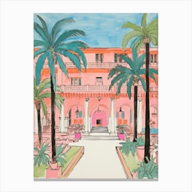 The Breakers   Palm Beach, Florida   Resort Storybook Illustration 2 Canvas Print